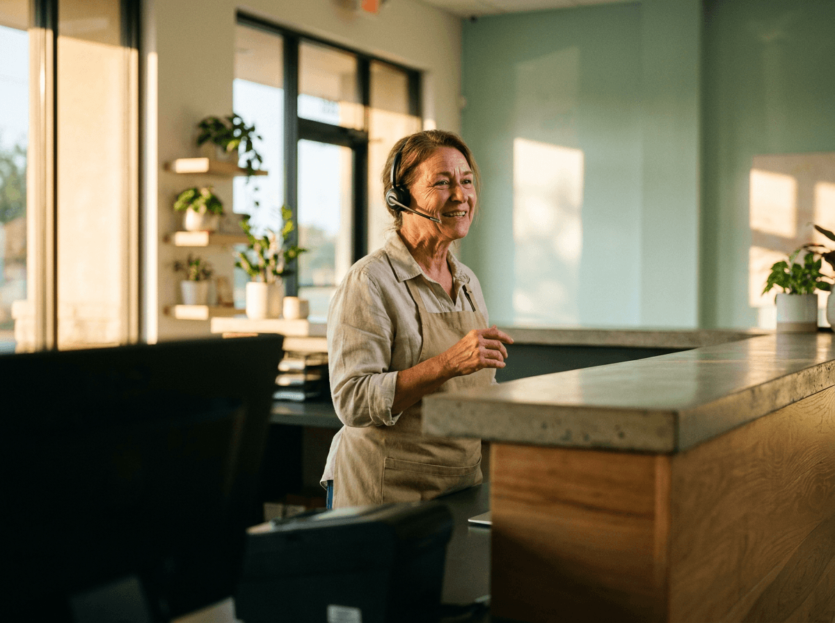 A practice front desk taking a call